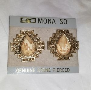 New Vintage Mona So Stone Pierced Earrings